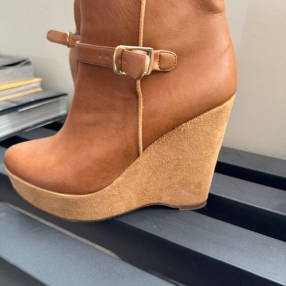 Stella McCartney Tan Wedge Booties - Picture 2 of 5